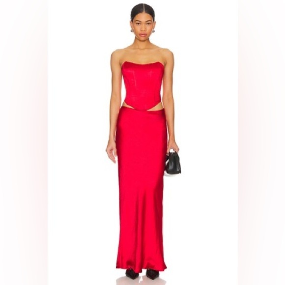 superdown Dresses & Skirts - Superdown Red ‘Calla’ Satin Skirt